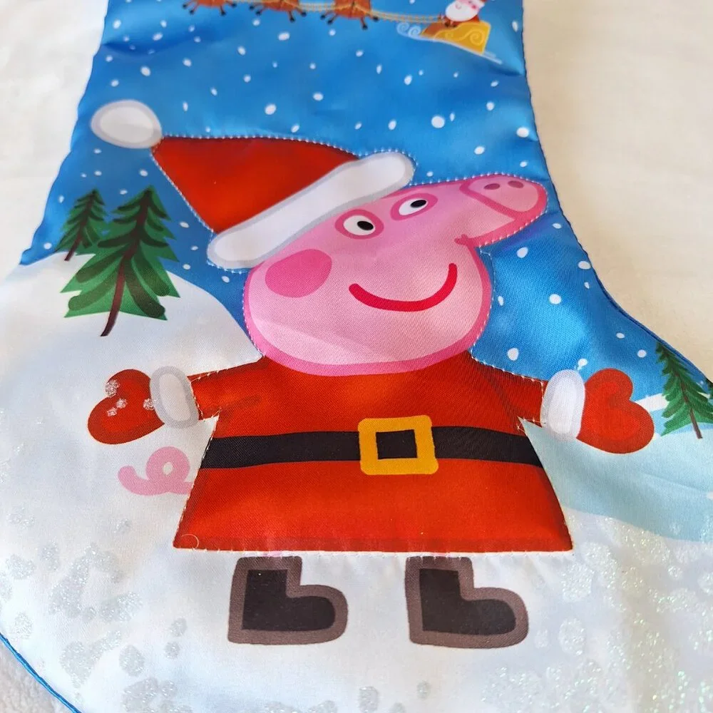 Kurt S. Adler 2021 Peppa Pig Christmas Stocking Children Kids Blue Silky Glitter